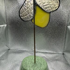 Abstract Bumble Bee Stained Glass Art Piece in Yellow and Silver